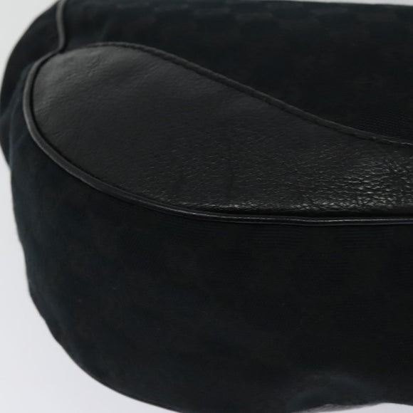GUCCI GG Canvas Shoulder Bag Black Gold 203503 Auth 119701