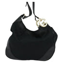 GUCCI GG Canvas Shoulder Bag Black Gold 203503 Auth 119701-13