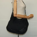 GUCCI GG Canvas Shoulder Bag Black Gold 203503 Auth 119701-20