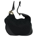 GUCCI GG Canvas Shoulder Bag Black Gold 203503 Auth 119701-2