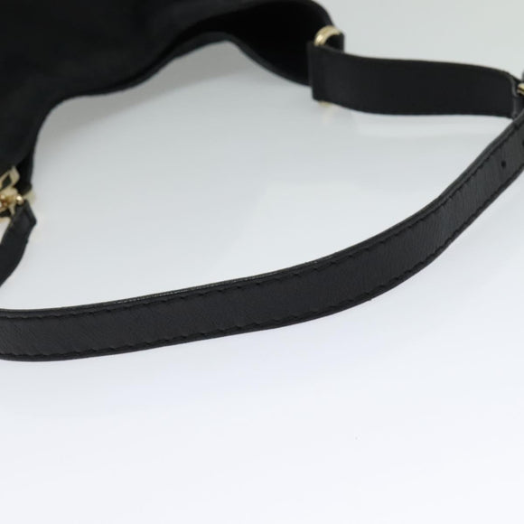GUCCI GG Canvas Shoulder Bag Black Gold 203503 Auth 119701