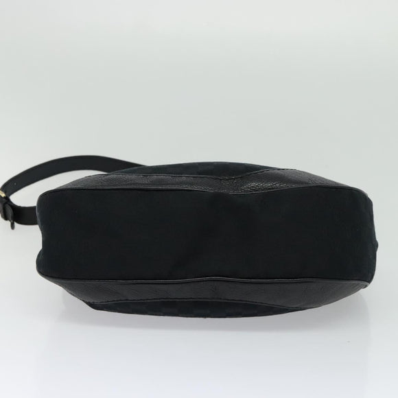 GUCCI GG Canvas Shoulder Bag Black Gold 203503 Auth 119701