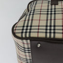 BURBERRY Nova Check Hand Bag Canvas Beige Silver Auth 119702V-15