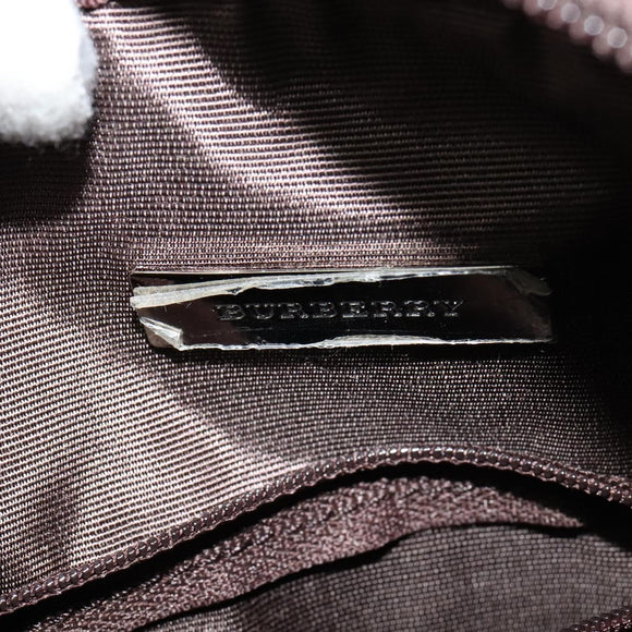 BURBERRY Nova Check Hand Bag Canvas Beige Silver Auth 119702A