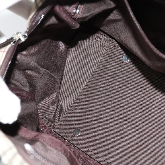 BURBERRY Nova Check Hand Bag Canvas Beige Silver Auth 119702A