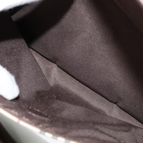 BURBERRY Nova Check Hand Bag Canvas Beige Silver Auth 119702A