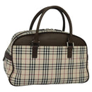 BURBERRY Nova Check Hand Bag Canvas Beige Silver Auth 119702V-1