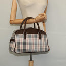 BURBERRY Nova Check Hand Bag Canvas Beige Silver Auth 119702A-20