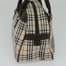 BURBERRY Nova Check Hand Bag Canvas Beige Silver Auth 119702A-3