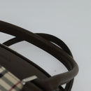 BURBERRY Nova Check Hand Bag Canvas Beige Silver Auth 119702V-8