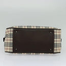 BURBERRY Nova Check Hand Bag Canvas Beige Silver Auth 119702V-5