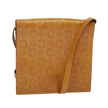 CELINE C Macadam Canvas Shoulder Bag Leather Brown gold Auth 119706