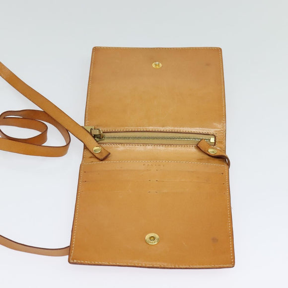 CELINE C Macadam Canvas Shoulder Bag Leather Brown gold Auth 119706A