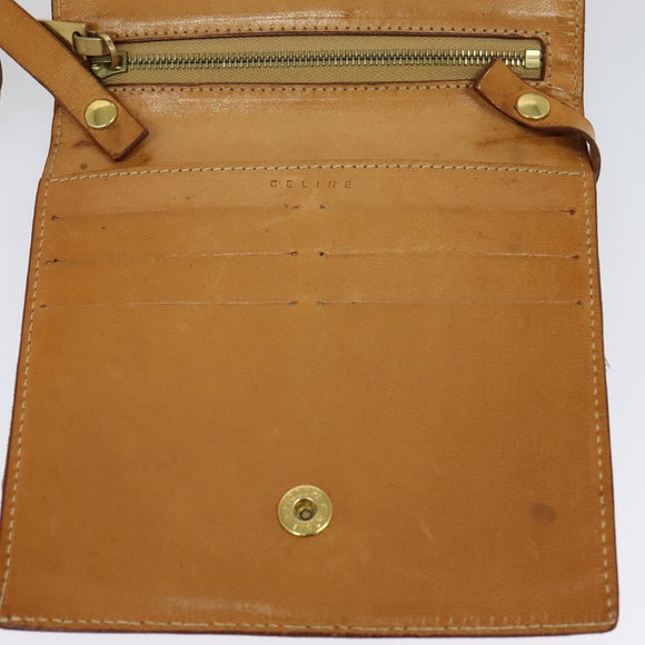 CELINE C Macadam Canvas Shoulder Bag Leather Brown gold Auth 119706A