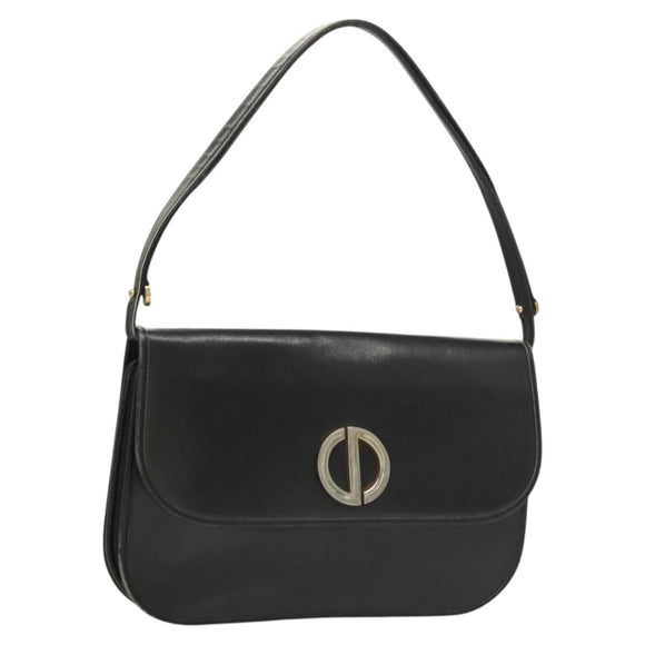 Christian Dior Shoulder Bag Leather Black Gold Auth 119719