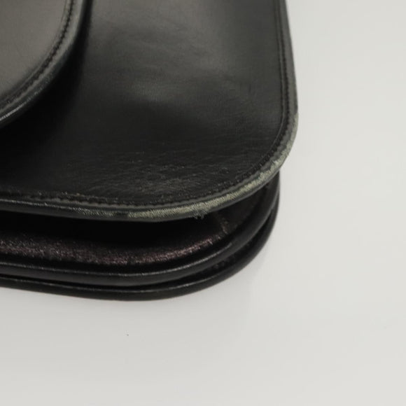 Christian Dior Shoulder Bag Leather Black Gold Auth 119719