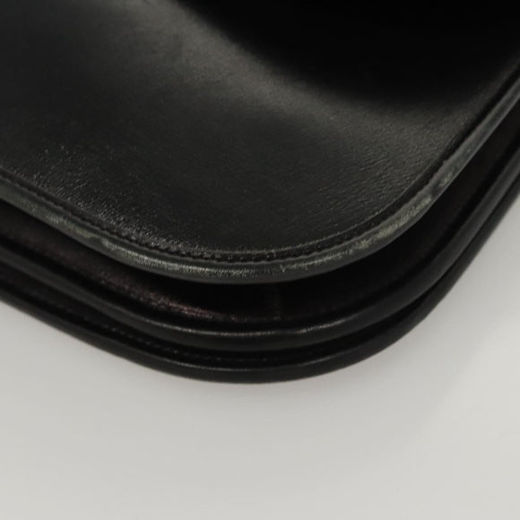 Christian Dior Shoulder Bag Leather Black Gold Auth 119719