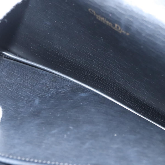 Christian Dior Shoulder Bag Leather Black Gold Auth 119719