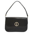 Christian Dior Shoulder Bag Leather Black Gold Auth 119719-2