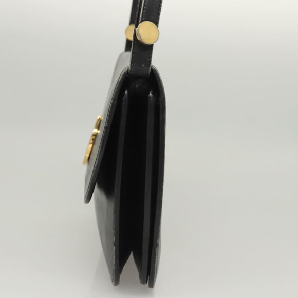 Christian Dior Shoulder Bag Leather Black Gold Auth 119719