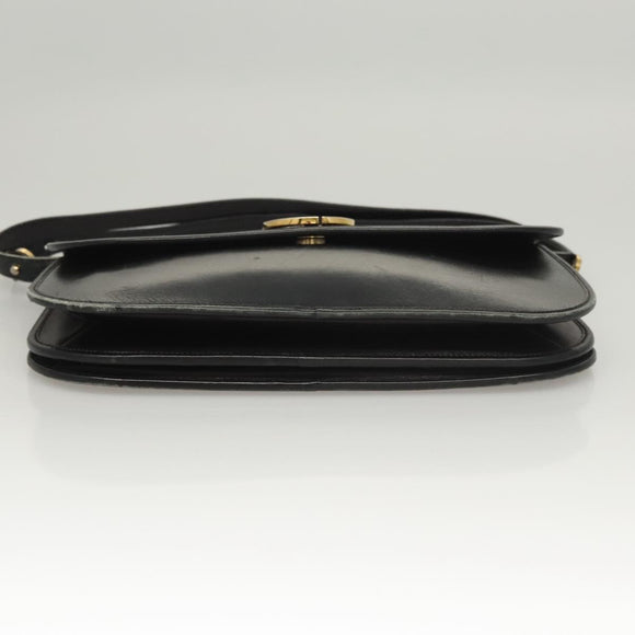 Christian Dior Shoulder Bag Leather Black Gold Auth 119719