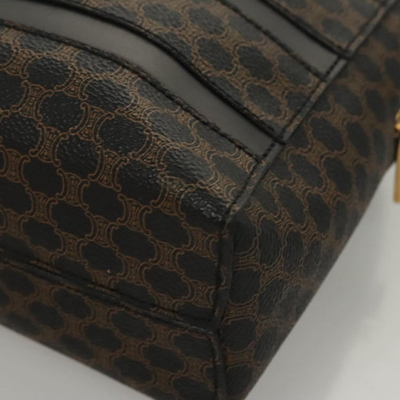 CELINE Macadam Canvas Hand Bag PVC Leather Black Gold Auth 119720