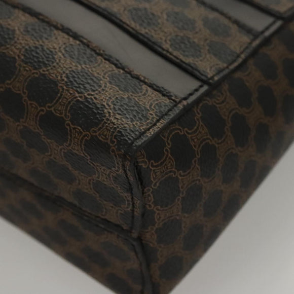 CELINE Macadam Canvas Hand Bag PVC Leather Black Gold Auth 119720