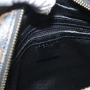 CELINE Macadam Canvas Hand Bag PVC Leather Black Gold Auth 119720-19