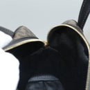 CELINE Macadam Canvas Hand Bag PVC Leather Black Gold Auth 119720-20