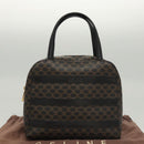 CELINE Macadam Canvas Hand Bag PVC Leather Black Gold Auth 119720-12