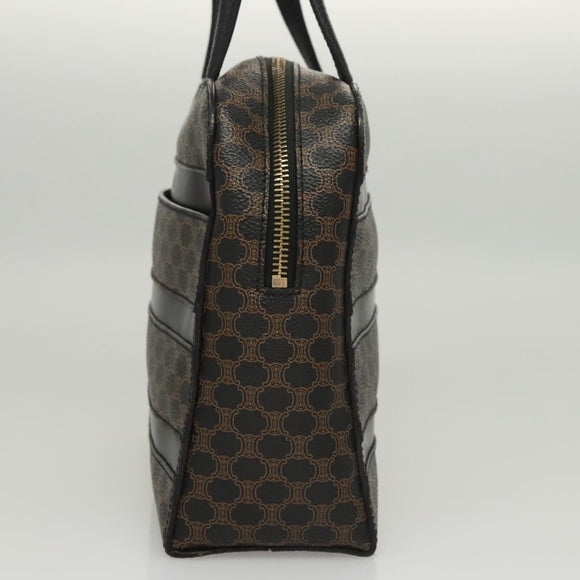 CELINE Macadam Canvas Hand Bag PVC Leather Black Gold Auth 119720