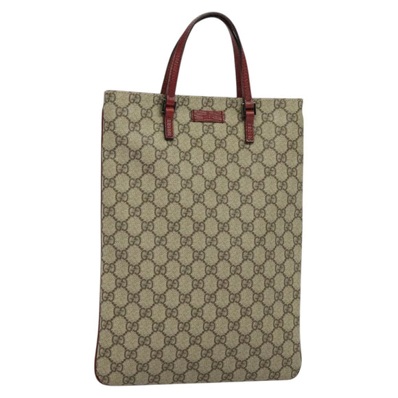 GUCCI GG Supreme Hand Bag PVC Beige Silver 117551 Auth 119722