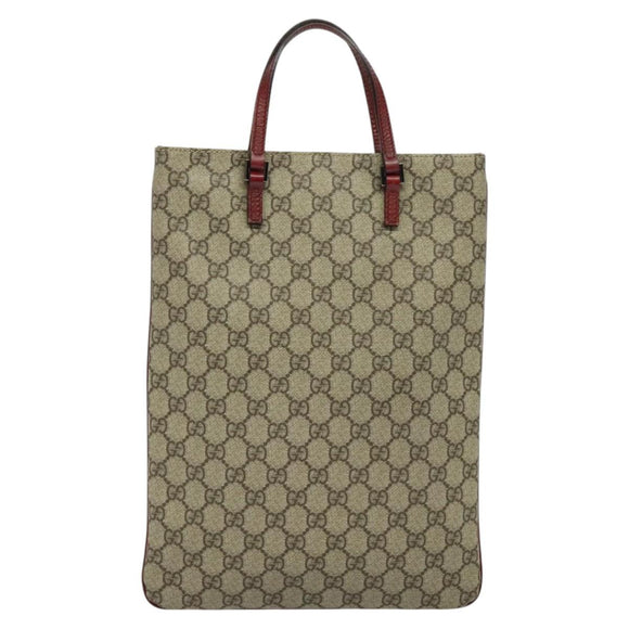 GUCCI GG Supreme Hand Bag PVC Beige Silver 117551 Auth 119722