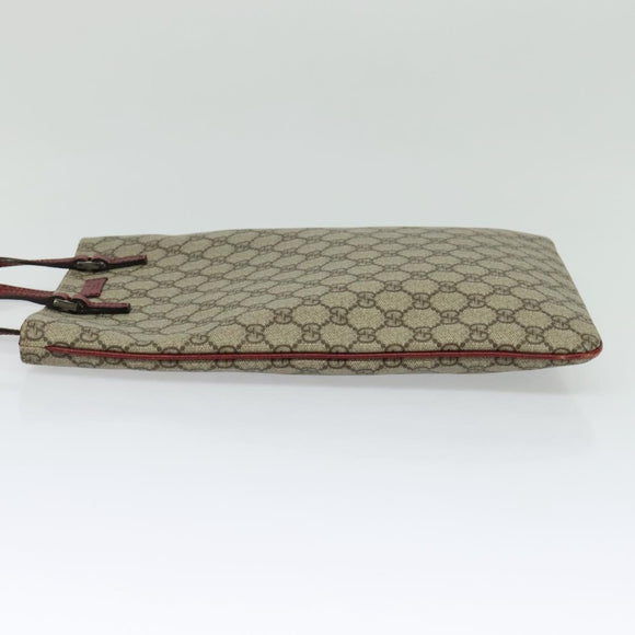 GUCCI GG Supreme Hand Bag PVC Beige Silver 117551 Auth 119722