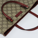 GUCCI GG Supreme Hand Bag PVC Beige Silver 117551 Auth 119722-6