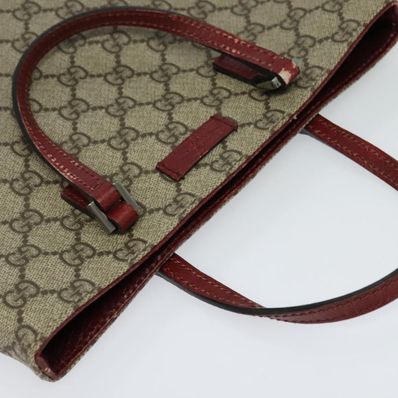 GUCCI GG Supreme Hand Bag PVC Beige Silver 117551 Auth 119722