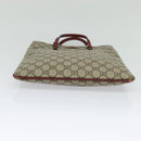 GUCCI GG Supreme Hand Bag PVC Beige Silver 117551 Auth 119722-5