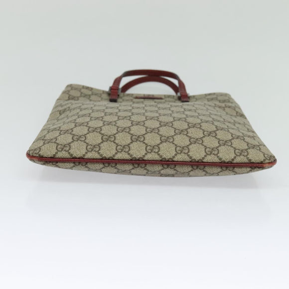 GUCCI GG Supreme Hand Bag PVC Beige Silver 117551 Auth 119722