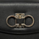 Salvatore Ferragamo Gancini Hand Bag Leather Black Silver Auth 119734-9