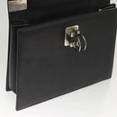 Salvatore Ferragamo Gancini Hand Bag Leather Black Silver Auth 119734-18