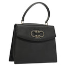 Salvatore Ferragamo Gancini Hand Bag Leather Black Silver Auth 119734-1