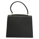 Salvatore Ferragamo Gancini Hand Bag Leather Black Silver Auth 119734-2