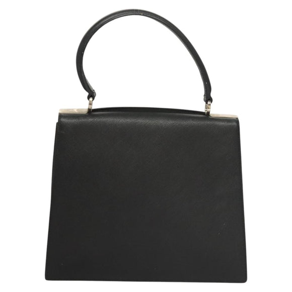 Salvatore Ferragamo Gancini Hand Bag Leather Black Silver Auth 119734