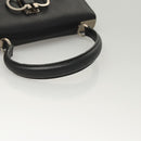 Salvatore Ferragamo Gancini Hand Bag Leather Black Silver Auth 119734-7