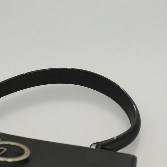 Salvatore Ferragamo Gancini Hand Bag Leather Black Silver Auth 119734