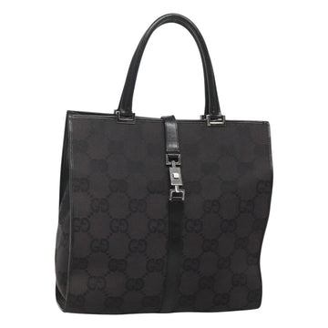 GUCCI GG Canvas Jackie Hand Bag Black Silver 002 1064 3444 Auth 119758