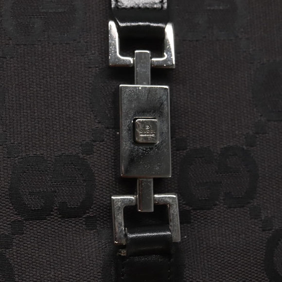 GUCCI GG Canvas Jackie Hand Bag Black Silver 002 1064 3444 Auth 119758