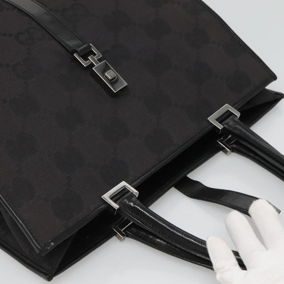GUCCI GG Canvas Jackie Hand Bag Black Silver 002 1064 3444 Auth 119758