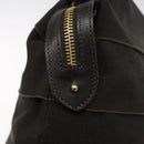 Salvatore Ferragamo Vala Hand Bag Canvas Dark Brown Gold Auth 119792-17