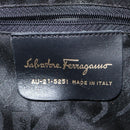 Salvatore Ferragamo Vala Hand Bag Canvas Dark Brown Gold Auth 119792-12